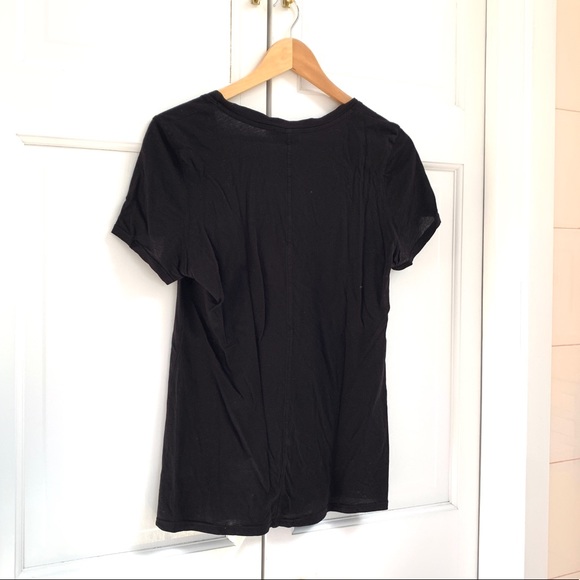 FRAME Denim Black V-Neck Logo Tee - Picture 6 of 7